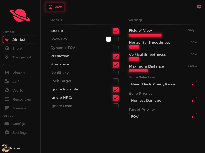 Supreme-Cheats Menu Interface